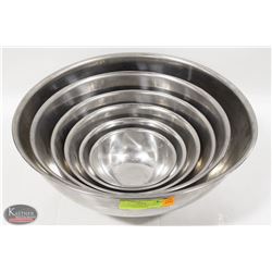 LOT OF STAINLESS STEEL MIXING BOWLS VARIOUS SIZES