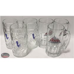 SIX LARGE 1L BEER MUGS
