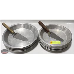 GROUP OF 16 ASSORTED ALUMINUM PIE PLATES & LIFTERS