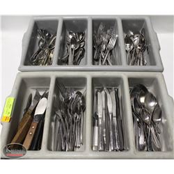 2 CUTLERY TRAYS W/ ASSORTED CUTLERY & KNIVES