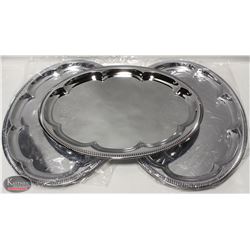 3 NEW JOHNSON ROSE 18" OVAL SERVING TRAYS