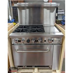 NEW ICB COMMERCIAL RANGE W/ 4 BURNER HOT PLATE &