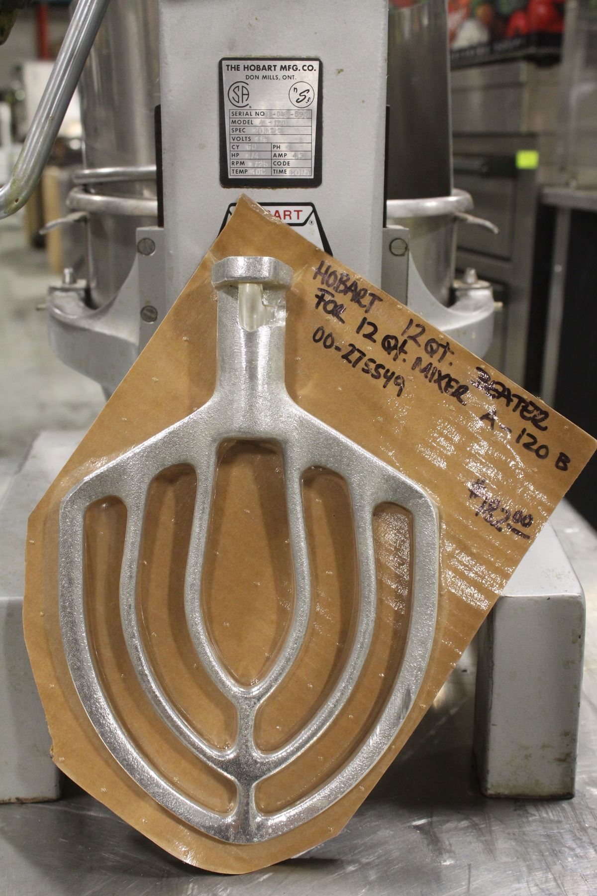 HOBART A120 MIXER W/ 2 ATTACHMENTS AND STAINLESS