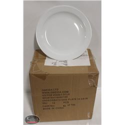 NEW CASE OF 12 ONEIDA WHITE 10-3/8" DINNER PLATES