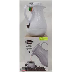 NEW WINCO 64 OZ WHITE SWIRL THERMAL BEVERAGE