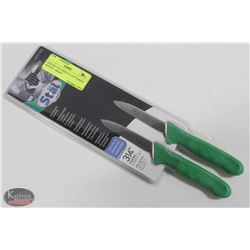 NEW SET OF 2 WINCO 3-1/4" PARING KNIVES - GREEN