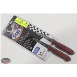 NEW SET OF 2 WINCO 3-1/4" PARING KNIVES - BROWN