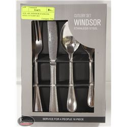 NEW 16PC WINDSOR STAINLESS STEEL CUTLERY SET