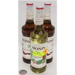 3 MORIN SYRUP BOTTLES - 750ML