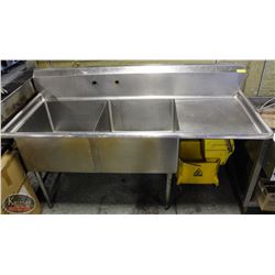 STAINLESS STEEL 2-WELL SINK W/ RIGHT HAND