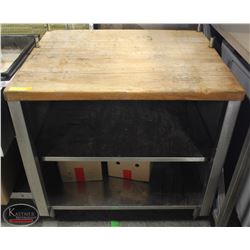 DUAL-SHELF CABINET W/ BUTCHER BLOCK COUNTERTOP