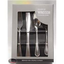 NEW 16PC WINDSOR STAINLESS STEEL CUTLERY SET