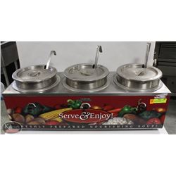 TRIPLE SOUP WARMER- SERVER COMPLETE WITH POTS,