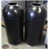 Image 1 : LOT OF 2 BLACK METAL TRASHCANS W/ DOME COVER / LID