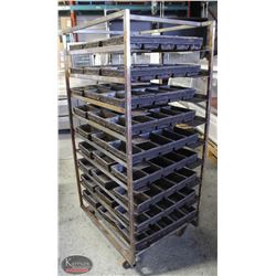 9-TIER BAKERS RACK W/ 26 STRAPPED 5-LOAF BREADPANS