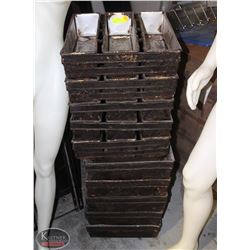 GROUP OF 10 STRAPPED 3-LOAF BREADPANS