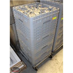 STACK OF FULL DISHWASHER RACKS W/ DOLLY