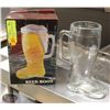 Image 1 : TWO NEW 22OZ (640ML) BEER BOOT DRINKING GLASSES