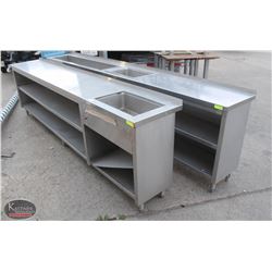 2 STAINLESS STEEL RUNNING CABINETS W/ 3 VARYING