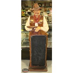 70" COWBOY STATUE W/ CHALKBOARD