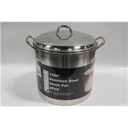 NEW 12QT STAINLESS STEEL STOCK POT W/ LID