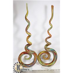 SET OF 2 HAND BLOWN SWIRL
