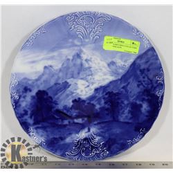 BLUE ENGLISH CHINA COLLECTORS PLATE- SWISS ALPS