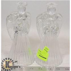 PAIR OF CRYSTAL ANGEL FIGURES