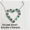 Image 1 : SILVER SIMULATION EMERALD 18"  NECKLACE