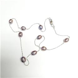 SILVER FRESH WATER PERAL 18"  NECKLACE