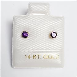 14K YELLOW GOLD AMETHYST SCREW BACK EARRINGS