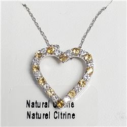 SILVER NATURAL CITRINE 18"  NECKLACE