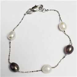SILVER FRESH WATER PEARL 7.5"  BRACELET