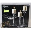 Image 1 : CRYSTAL CANDLESTICKS- SET OF 3