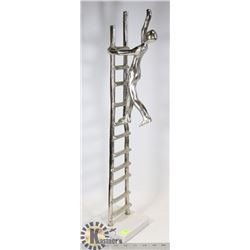 TALL MAN CLIMBING LADDER STATUE