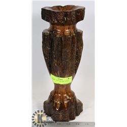 WOOD CANDLE HOLDER- HAND CARVED