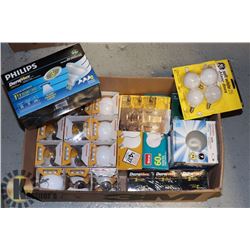 LIGHT BULBS- BOX LOT OF ASSORTED TYPES