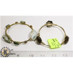 TOPAZ GLASS BANGLE AND OCEAN JASPER BANGLE