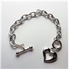 Image 1 : 3)  SILVER TONED CHAIN BRACELET WITH HEART