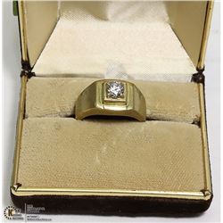 MENS ESTATE RHINESTONE GOLD TONE RING
