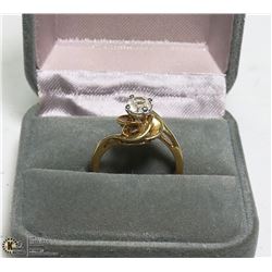 LADIES ESTATE GOLD TONED SOLITAIRE RING