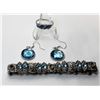 Image 1 : 7) SUITE OF AQUA BLUE CRYSTALS AND SILVER