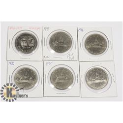 LOT OF 6 CANADIAN $1 COINS - 1974 - 1981