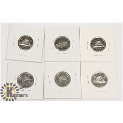 LOT OF 6 CANADIAN NICKELS