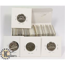 BOX OF APPROX 60 NICKELS - SOME SILVER