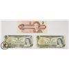 Image 1 : TWO CANADIAN 1972 $1 BILLS & ONE 1986 $2 BILLS