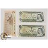 Image 1 : TWO CANADIAN 1972 $1 BILLS & ONE 1986 $2 BILLS