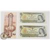 Image 1 : TWO CANADIAN 1972 $1 BILLS & ONE 1986 $2 BILLS