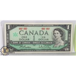 1967  CANADIAN $1 BILL 1867 - 1967 CENTENNIAL