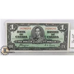1937 CANADIAN $1 BILL SERIAL EN6286283 C/T